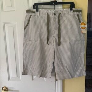 Weatherproof Women’s Pinstriped Cargo Shorts - Gray and Olive‎
